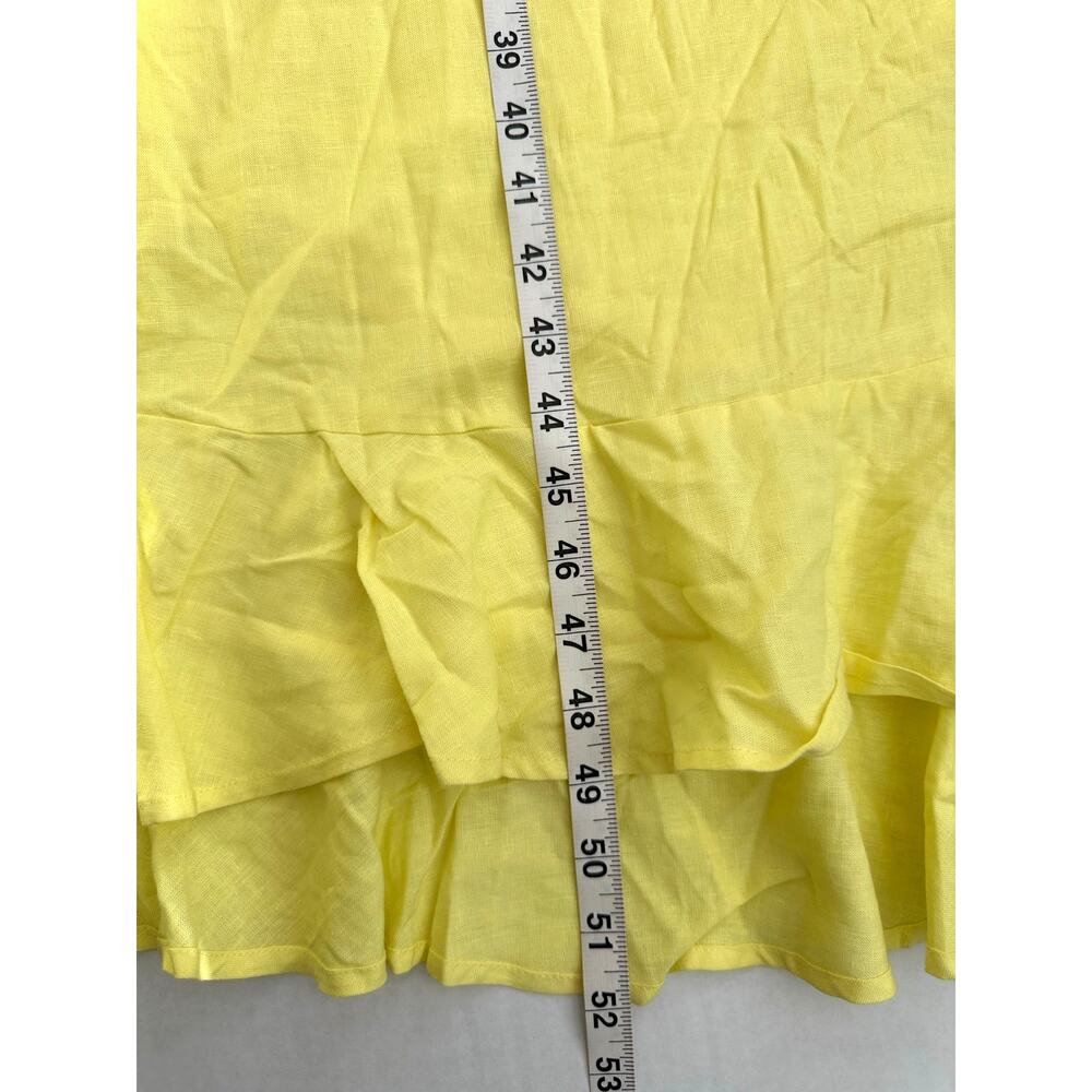 FARM Rio Yellow Ruched Cross-Over Linen-Blend Maxi Dress - Size L - Picture 11 of 13